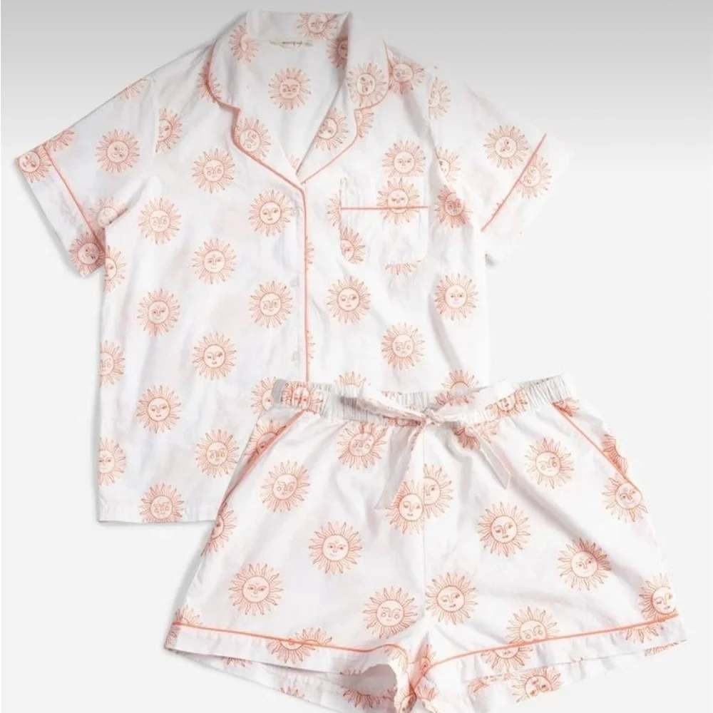 NWOT Printfresh Womens XL Pajama Set Sleep Embroidered Sunrise Cotton Shorts